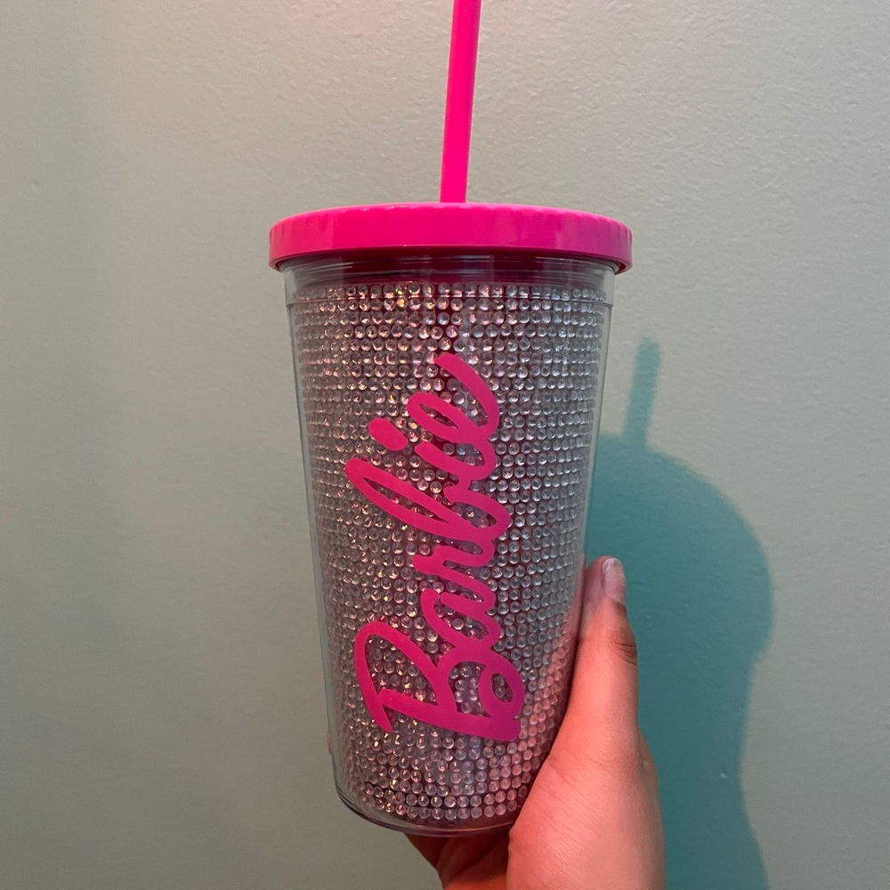 Barbie Pink and Silver Sparkle Party Favor Tumbler
